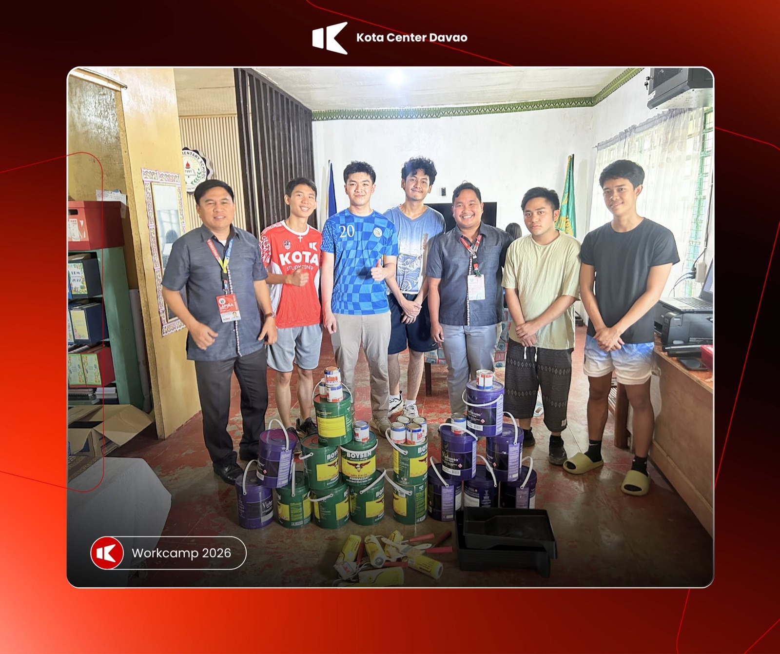 KOTA Workcamp participants with donated painting supplies